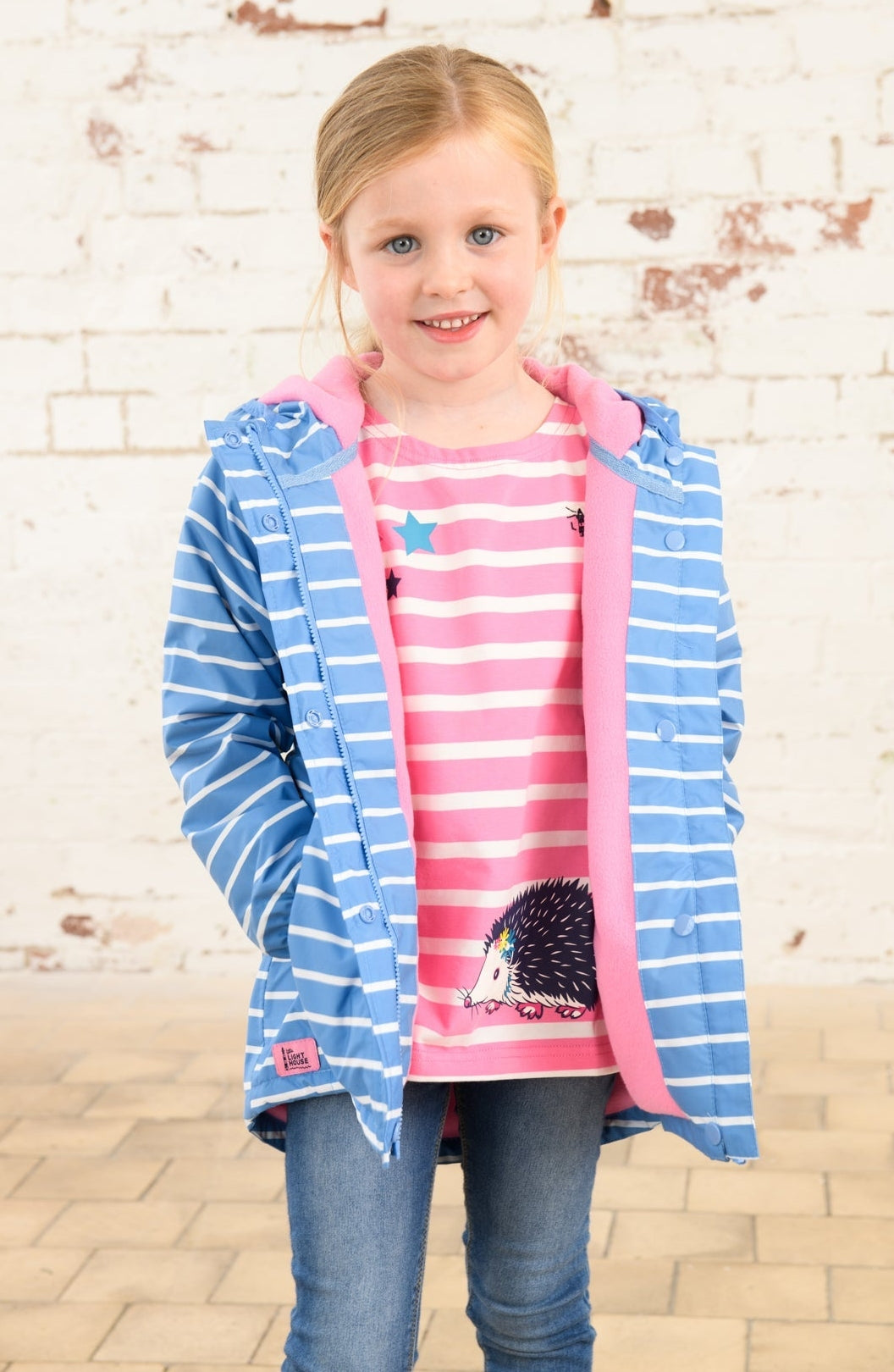 Lighthouse Kids Freya Raincoat - Denim Blue Stripe