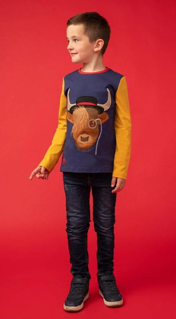 Lighthouse Kids Oliver Long Sleeve Tee - Angus Highland Cow