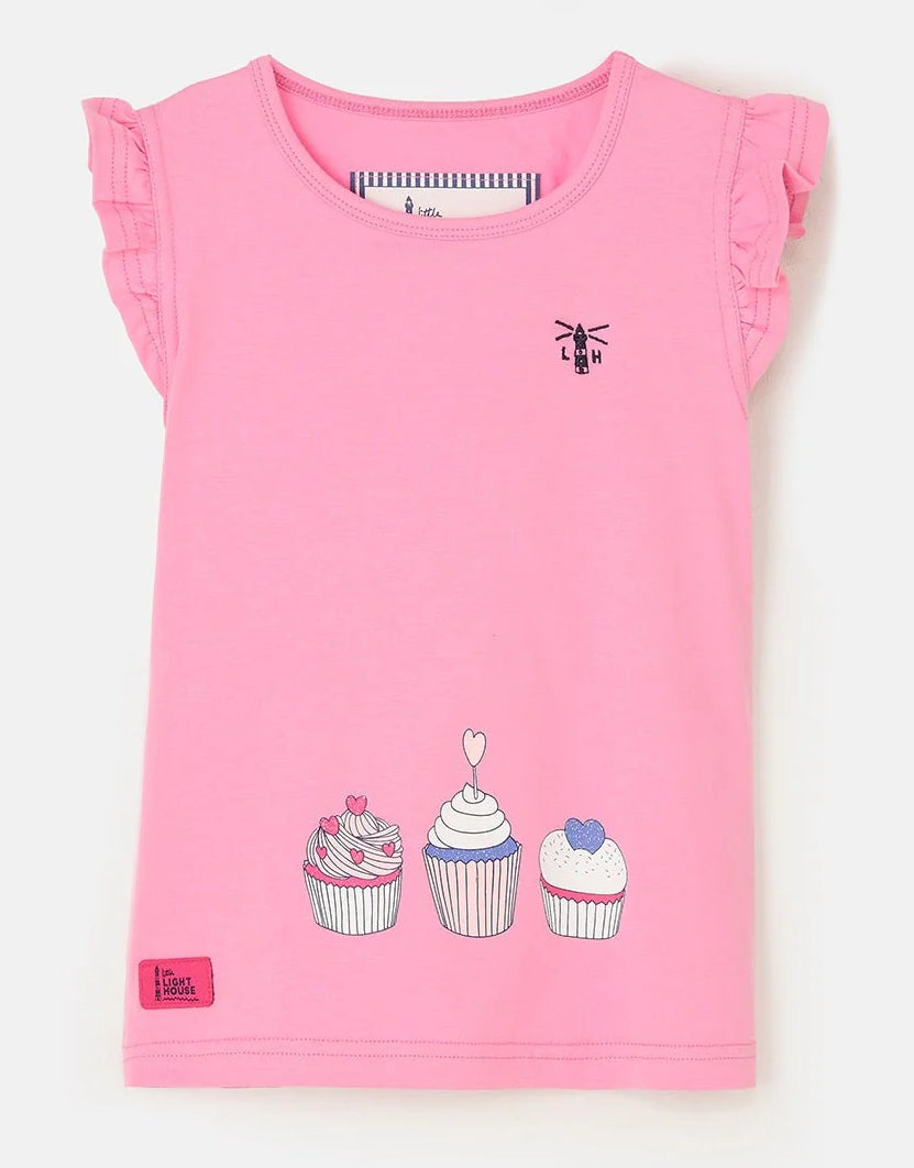 Lighthouse Kids Pink Swing T-Shirt - Cupcake Print