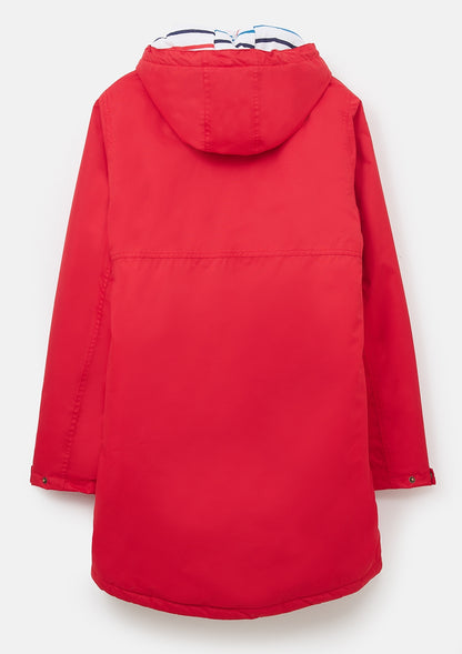 Lighthouse women's Red padded waterproof Eva Long rain jacket.