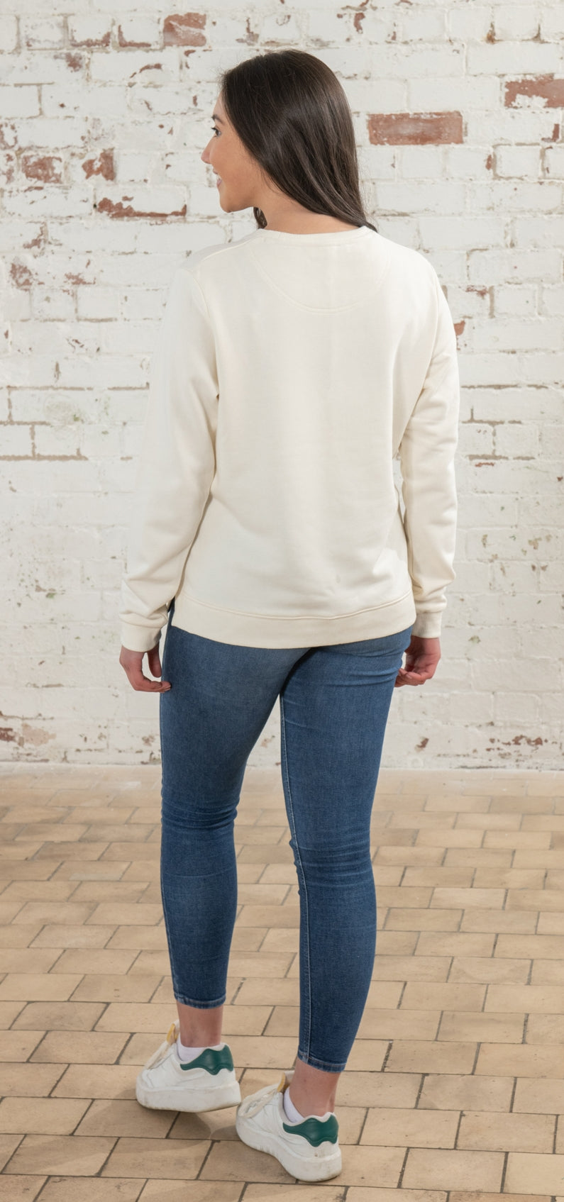 Plain Soft Coconut cream coloured crew neck women's sweatshirt from Lighthouse.