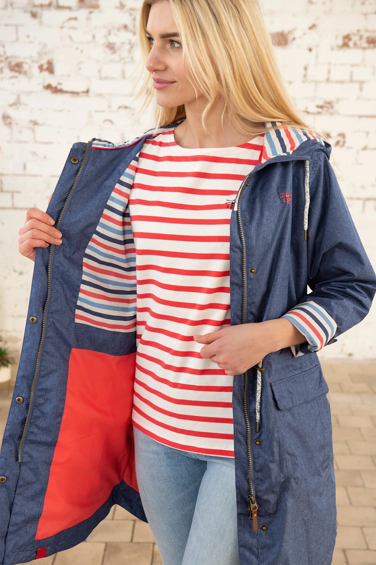 Women's Denim Blue Alice style waterproof rain jacket from Lighthouse.