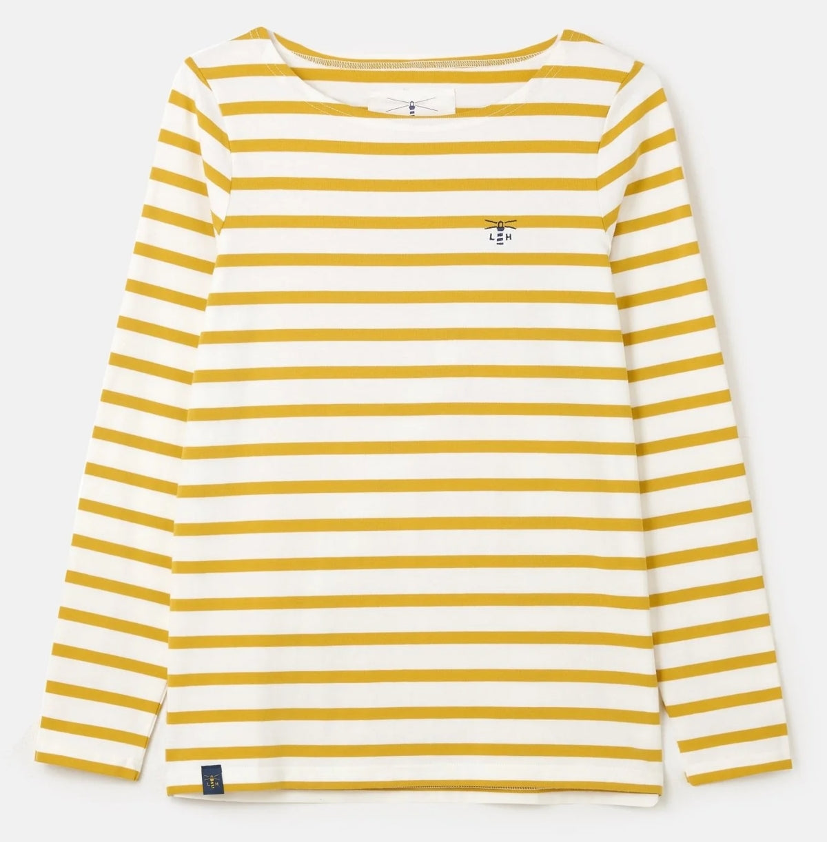 White and Sunrise Yellow stripey Causeway women's top from Lighthouse.