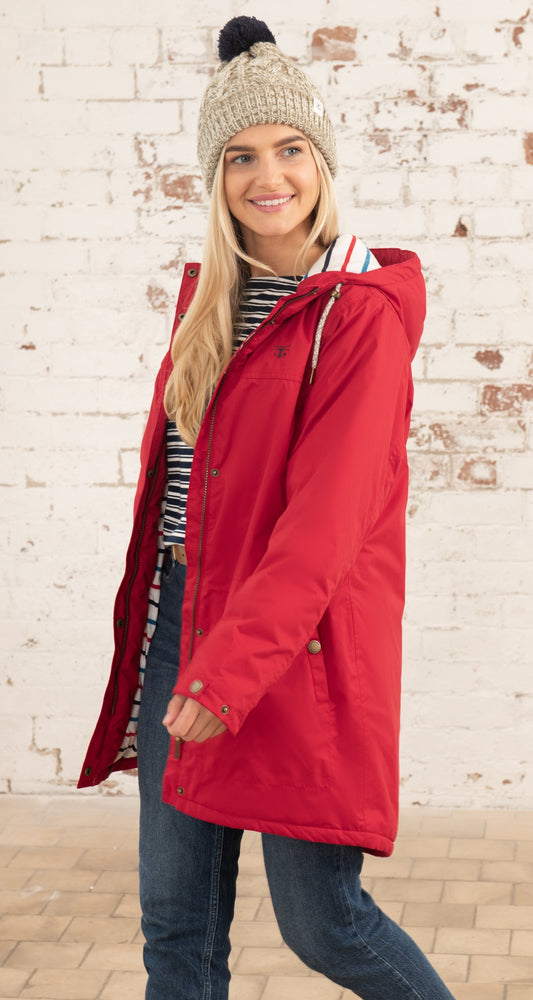 Women's Lighthouse Eva padded waterproof jacket in Red.