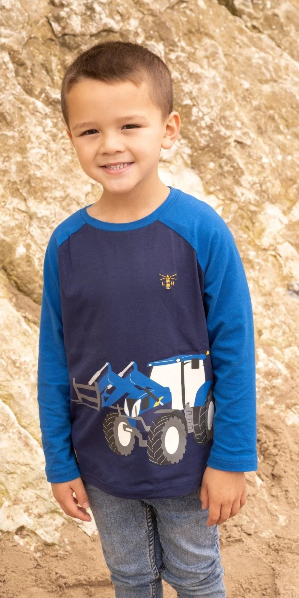 Lighthouse Kids 'Mason' Long Sleeve Front Loader Print Tee - Blue