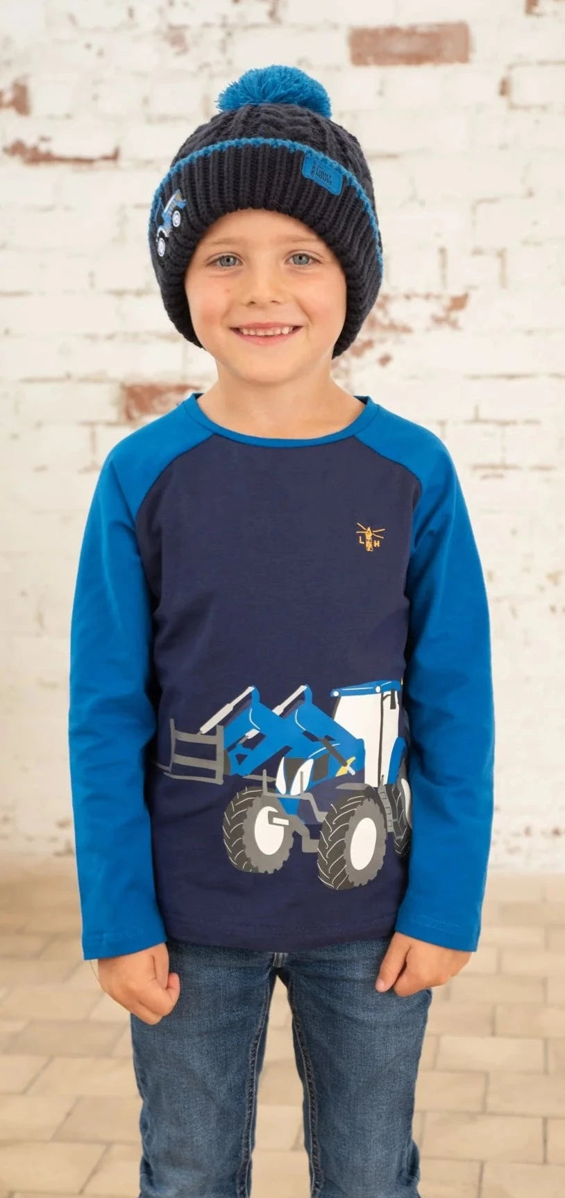 Lighthouse Kids 'Mason' Long Sleeve Front Loader Print Tee - Blue
