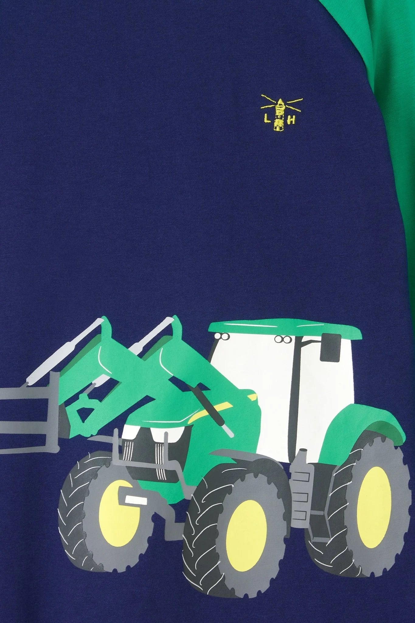 Lighthouse Kids Mason Long Sleeve Front Loader Tractor Print Tee - Green