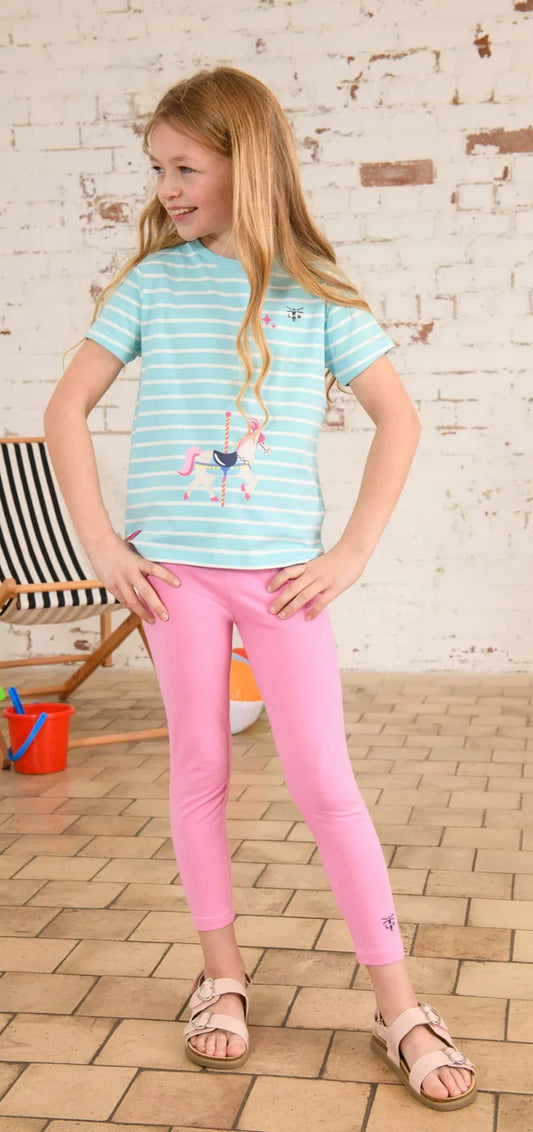 leggings with a carousel horse short sleeve tee