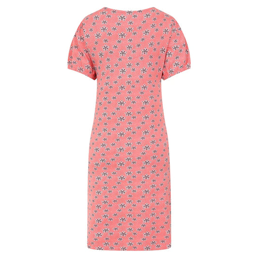 Mudd and Water womens Florina dress Geo Hot Coral short sleeve floral print casual dress back view