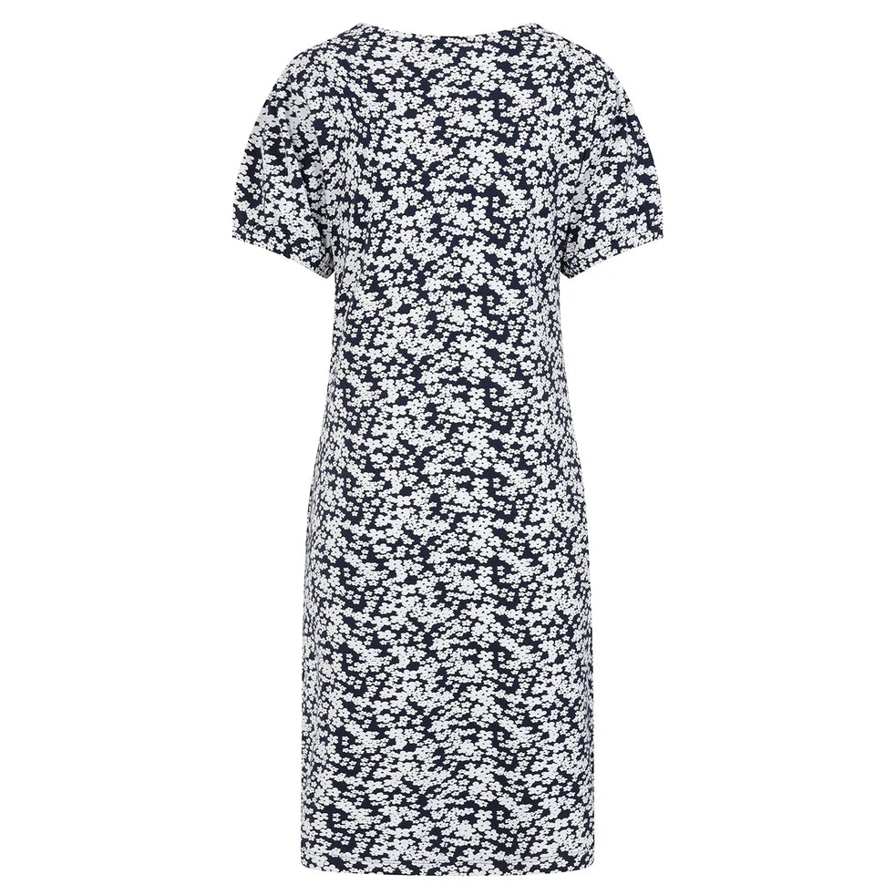 Mudd and Water womens Florina floral Navy dress with short sleeves and white flower pattern
