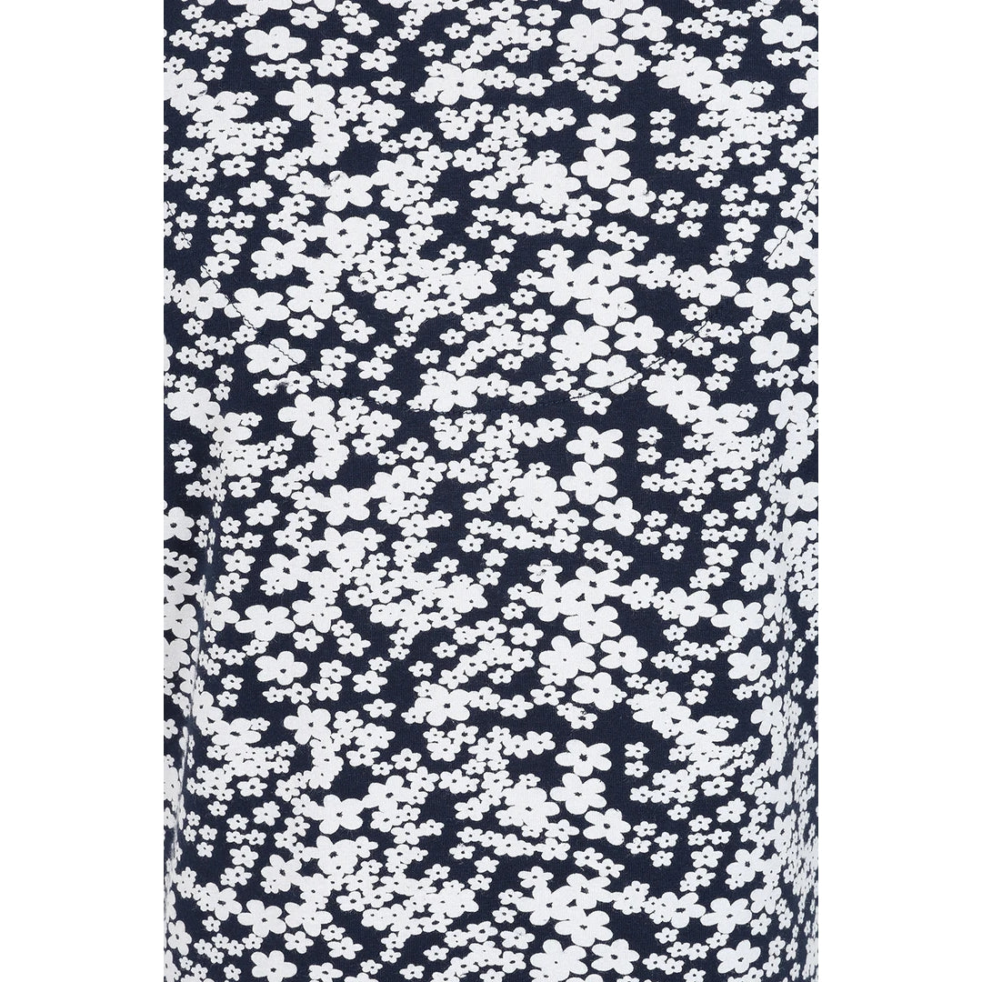 Close-up of Mudd and Water womens Florina floral Navy dress featuring white flower pattern
