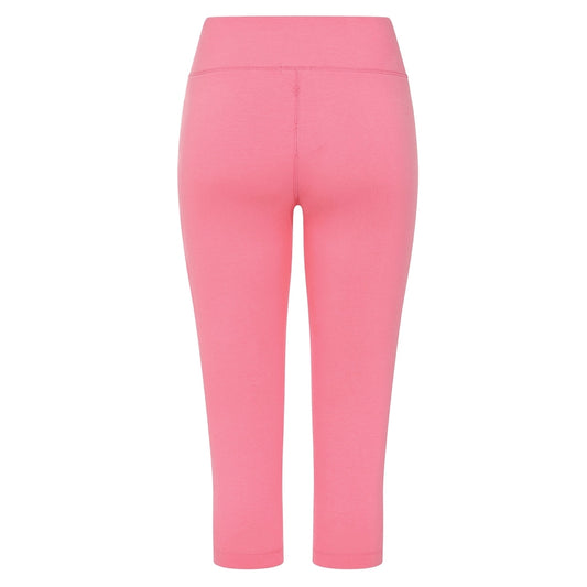 Back view of womens Mudd & Water crop Island Leggings in Pink on a white background