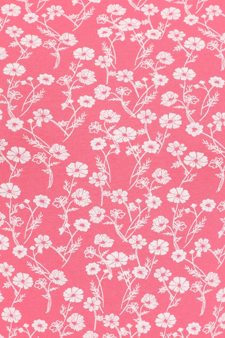 Mudd and Water womens pink floral top with white flower pattern on soft fabric