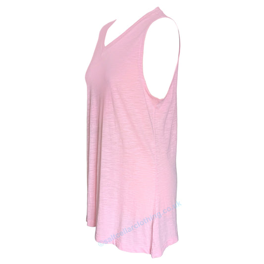 Side view of a womens Mudd & Water Rozela sleeveless vest in Candy Pink on a white background
