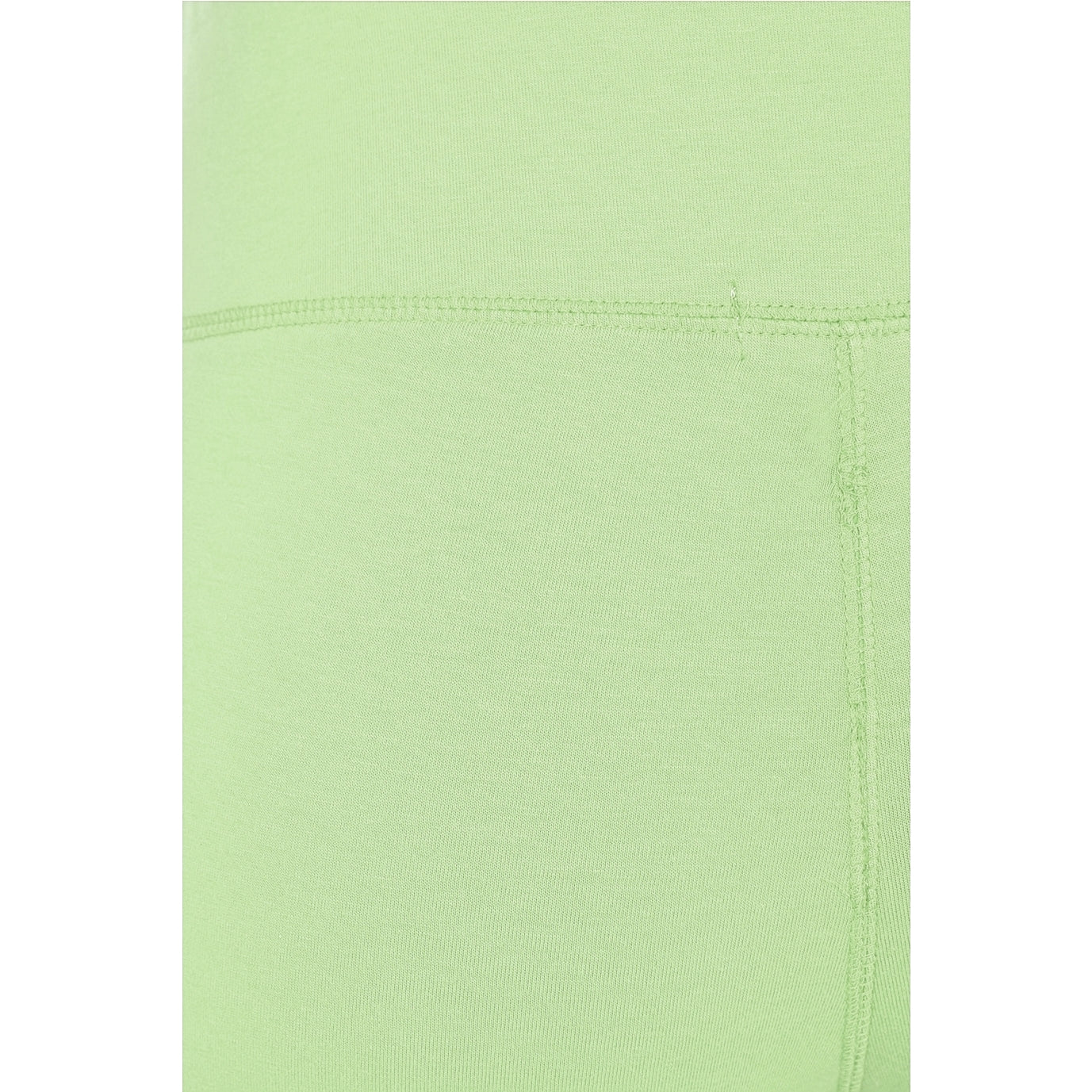 Close-up of Mudd & Water womens Island crop leggings light opaline green fabric on a white background