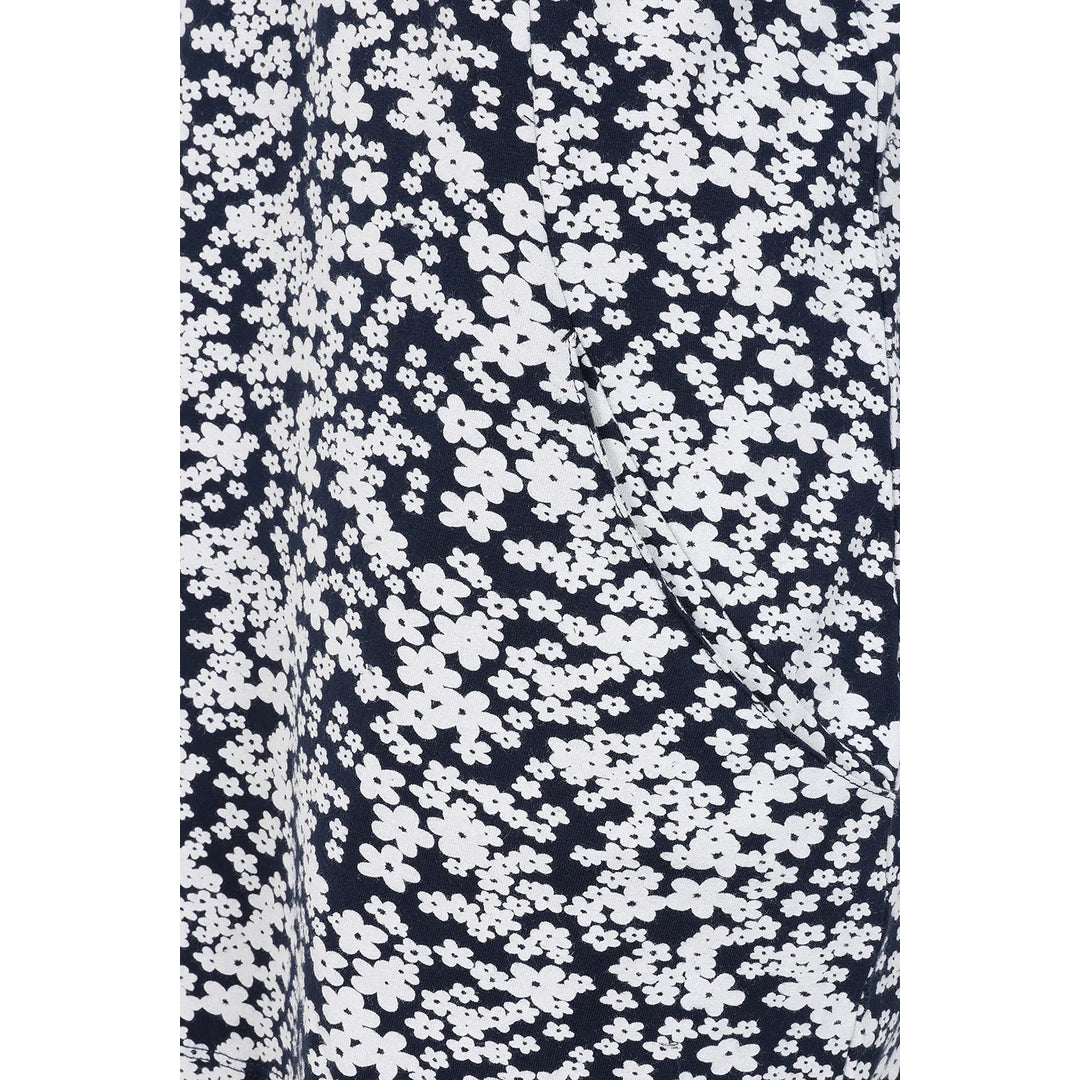 Mudd Water womens Francoise floral tunic navy with white flower pattern close-up