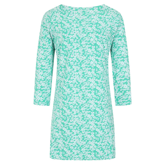 Mudd Water womens Francoise tunic mint with long sleeves and white floral pattern