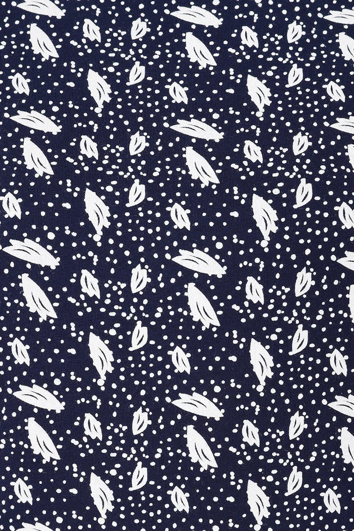 Polka dot and leaf print women's Fern top from Mudd & Water in Navy.