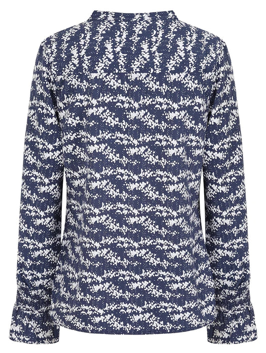 Mudd & Water Womens Tie Neck Daisy Blouse - Navy Dot Print