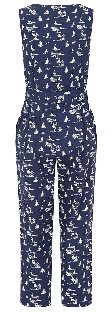 Mudd & Water Womens Wave Jumpsuit - Navy / Nautical Print