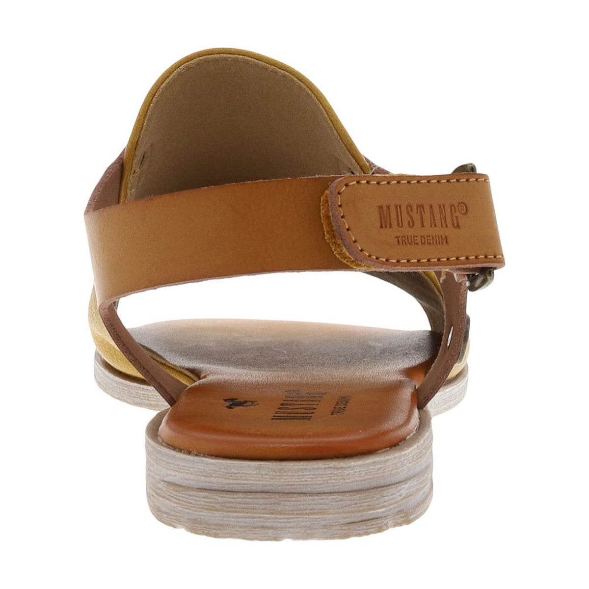 Mustang womens yellow sandals with adjustable strap and cushioned insole for comfort