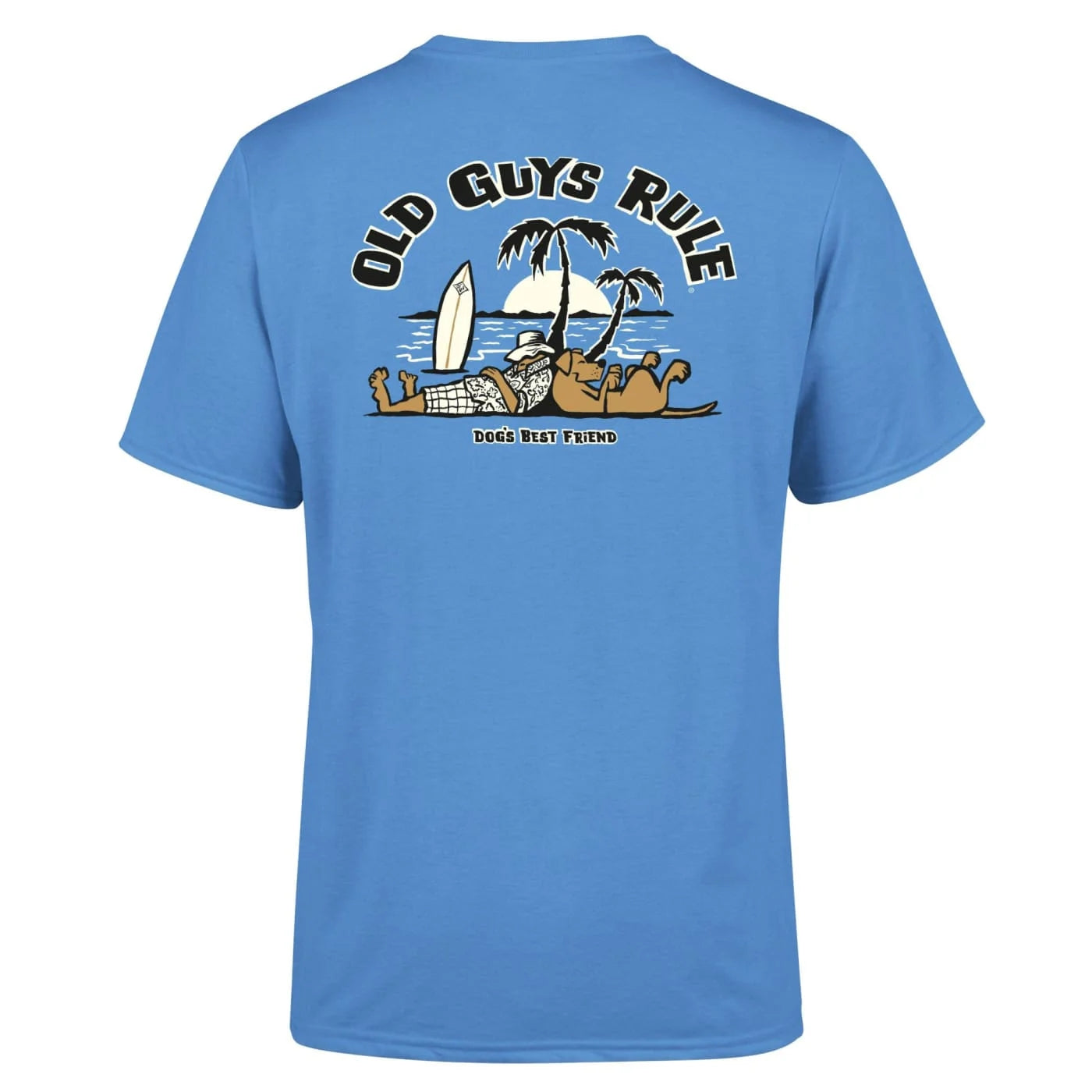 Old Guys Rule Mens Dogs Best Friend II Printed T-Shirt - Iris Blue