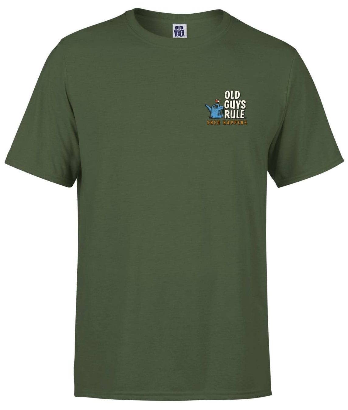 Old Guys Rule Mens 'Shed Happens III' Printed T-Shirt - Military Green