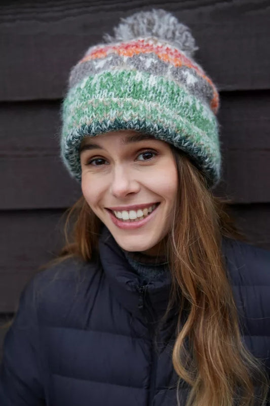 Pachamama Adults Hazy Herds Knitted Bobble Beanie - Multicoloured