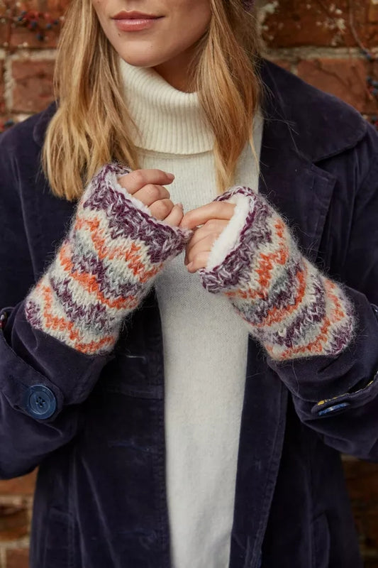 Pachamama Adults Totnes Knitted Handwarmers - Damson
