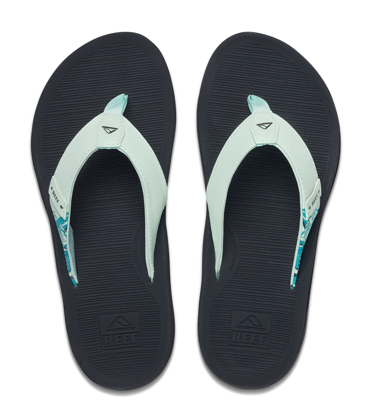 Reef womens Santa Ana flip flops in grey with mint straps and textured footbed