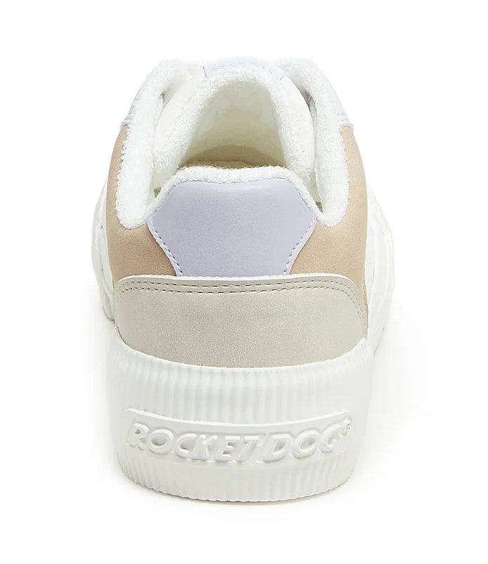 Womens' Cheery Colour Block trainers from Rocket Dog in white with back platform sole logo.