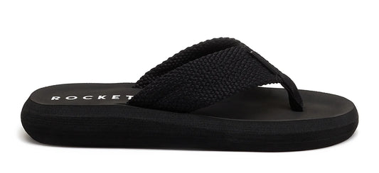Women's Rocket Dog webbing strap Sunset flip flops in Black.