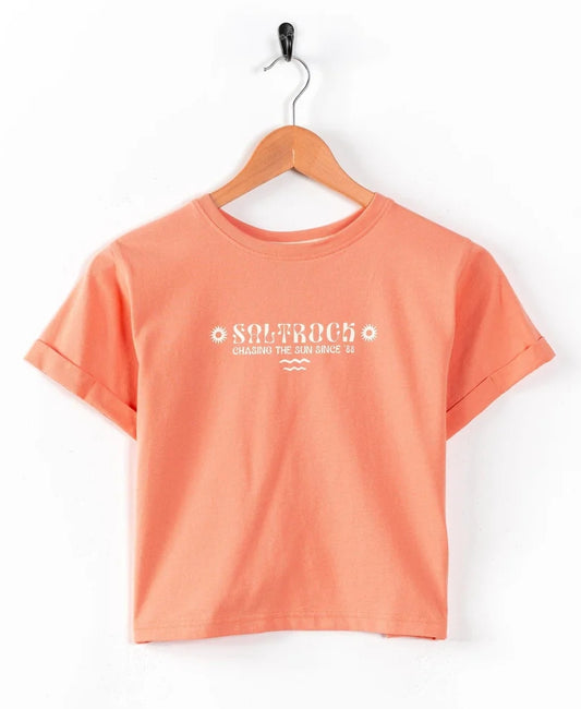 Saltrock kids coral tee with short sleeves and white printed logo on front