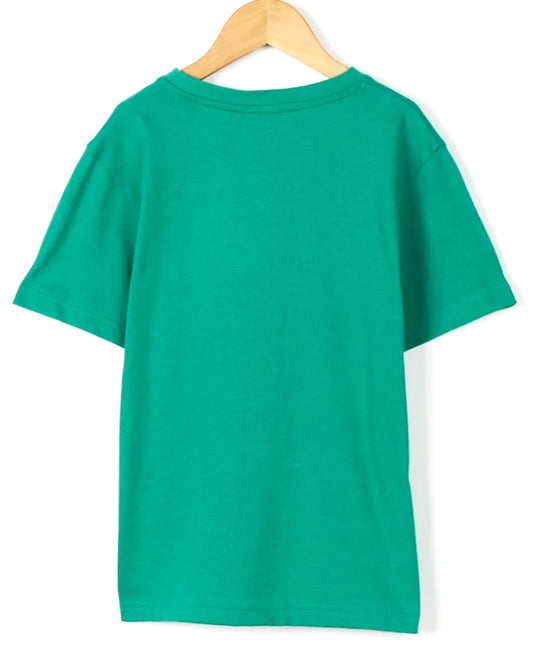 Back view of Saltrock kids shark tee in bright green color, perfect for casual summer outfits