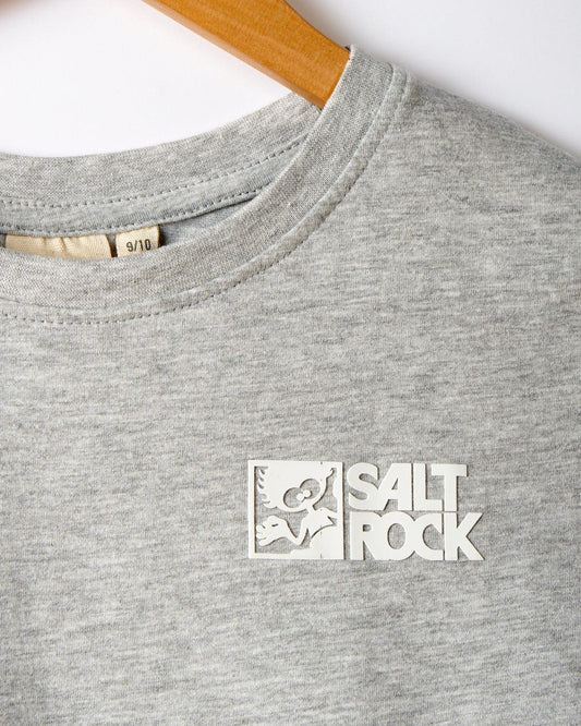 Saltrock kids short sleeve tee Grey with round neck and white logo print on soft fabric