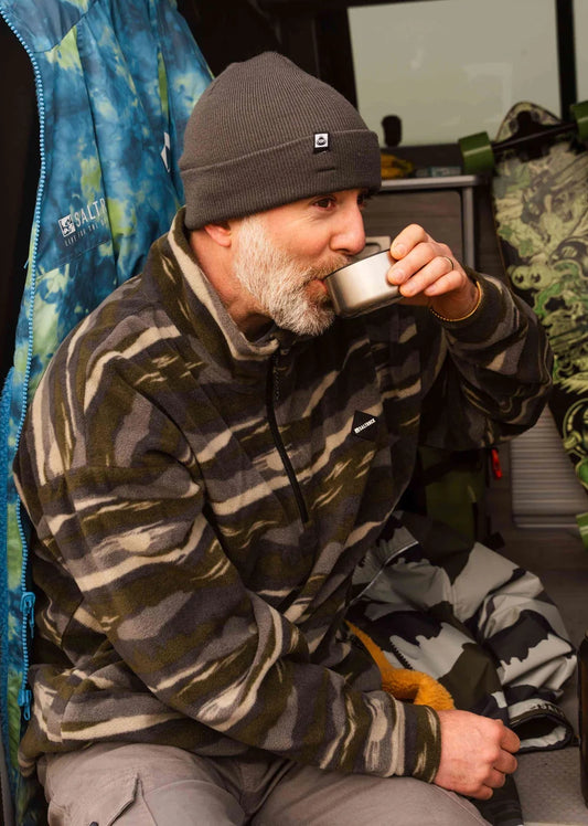 Saltrock mens camo fleece in camouflage design, perfect for outdoor activities and staying warm