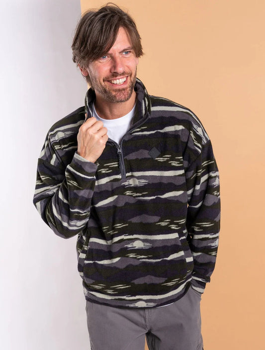 Saltrock Mens Hawker Zip Neck Oversized Fleece - Camo Dark Green