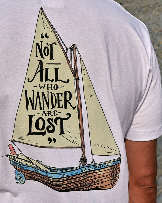 Saltrock mens lost ships tee with vintage sailboat graphic and quote Not all who wander are lost