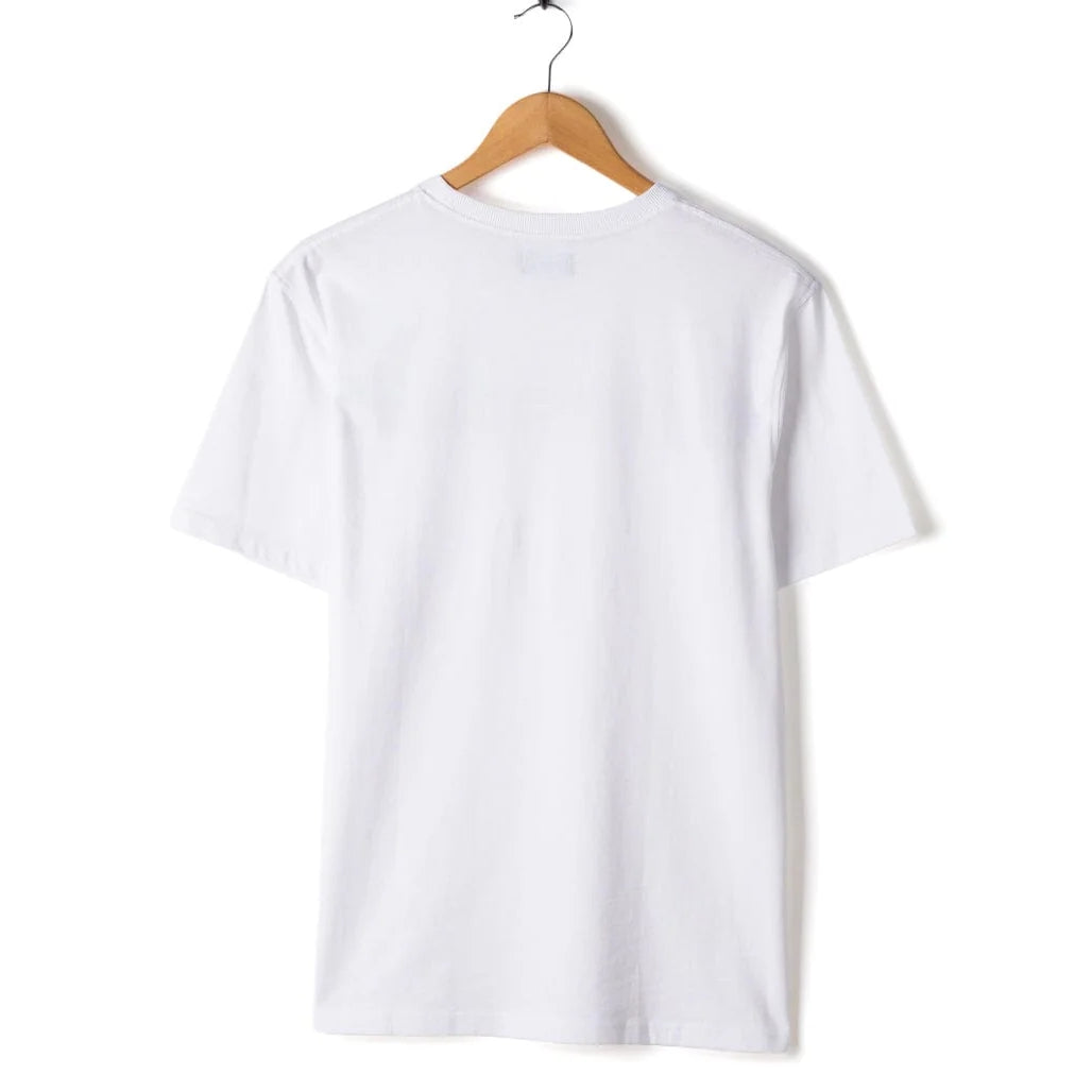 White Saltrock t-shirt on a wooden hanger against a white background