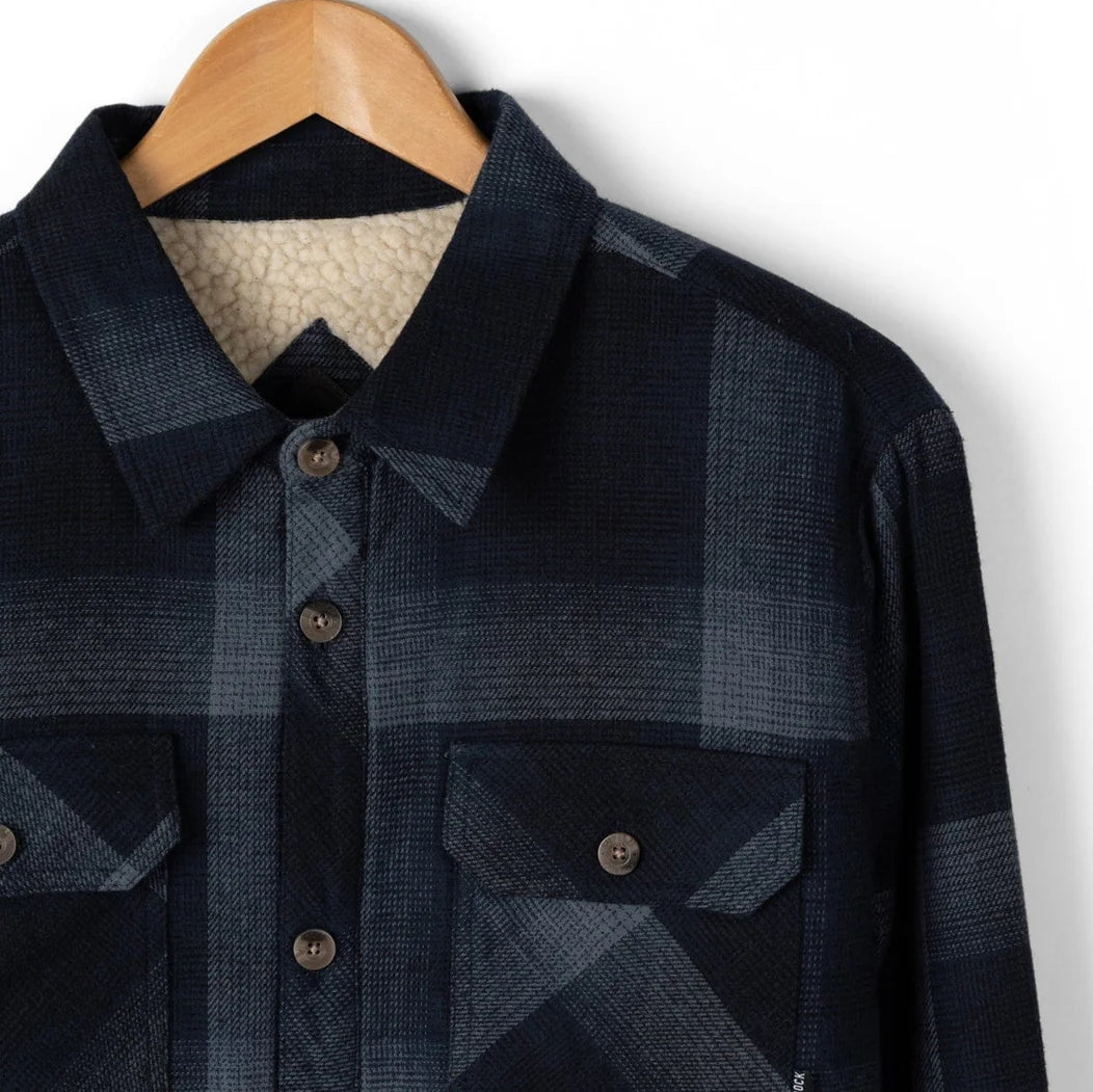 Saltrock Mens Woody Sherpa Lined Check Shacket Blue