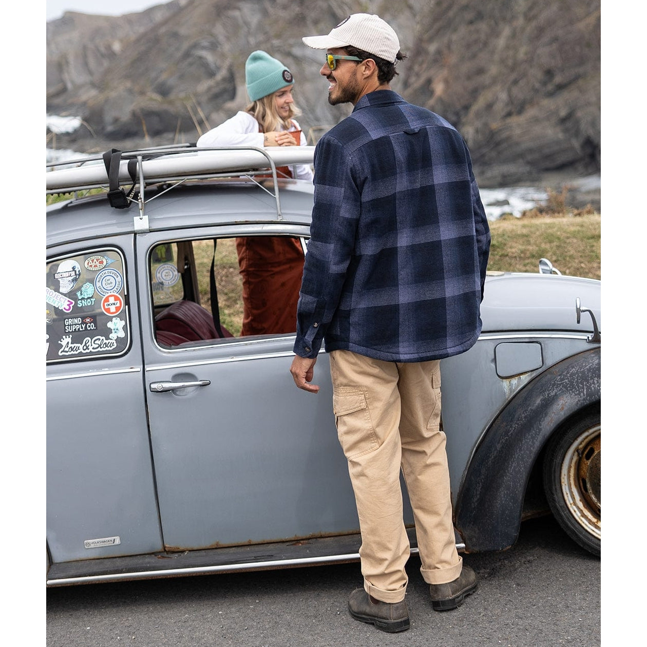 Saltrock Mens Woody Sherpa Lined Check Shacket Blue