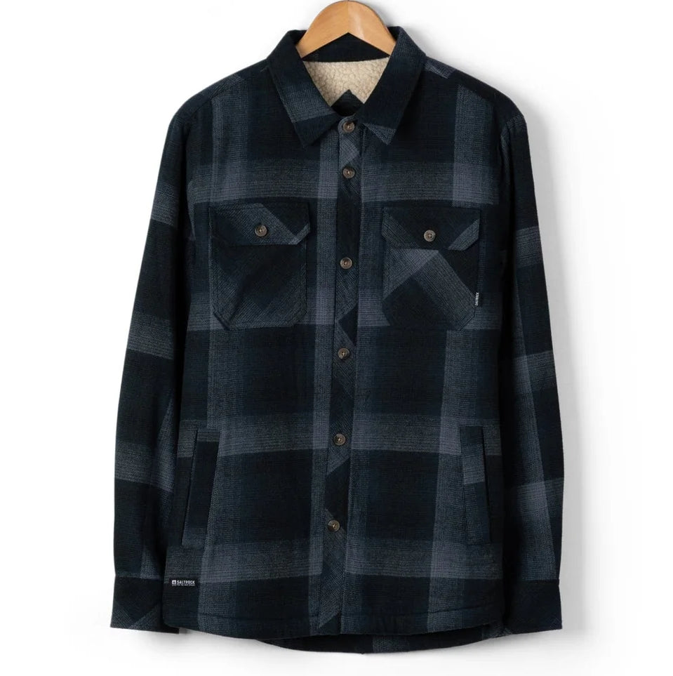 Saltrock Mens Woody Sherpa Lined Check Shacket Blue