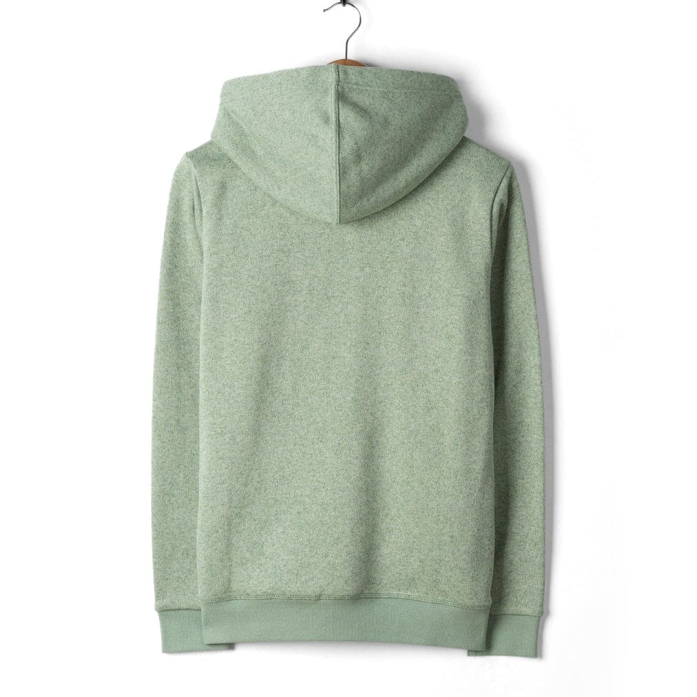 Green Saltrock womens Ayden hoodie on a hanger against a white background