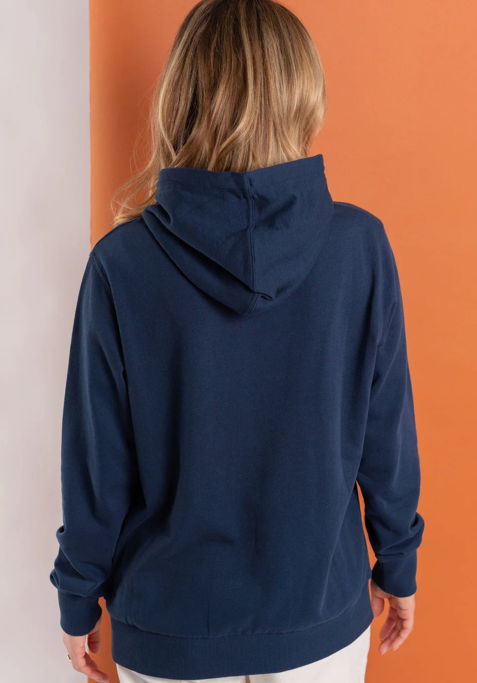 Back view of Saltrock womens hoodie in navy with a comfortable fit and casual style