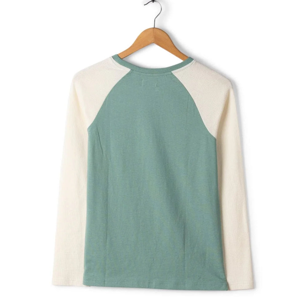 Saltrock Womens Links Waffle Long Sleeve T-Shirt Light Blue / Cream