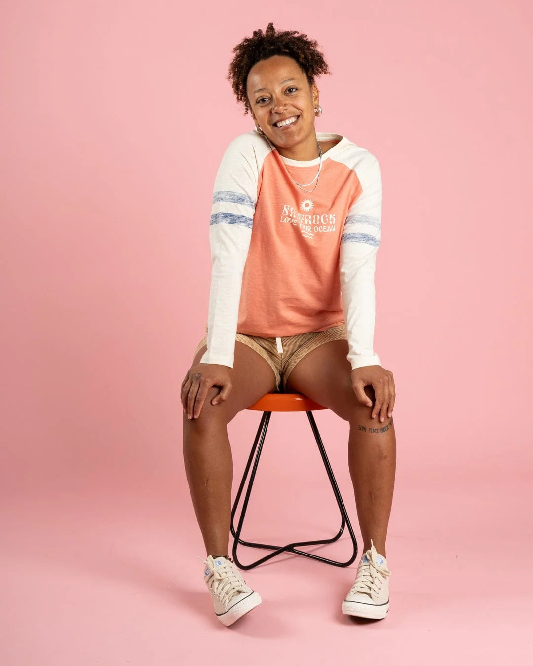 Saltrock Womens Ocean Rise Long Sleeve T-Shirt in Cream / Coral