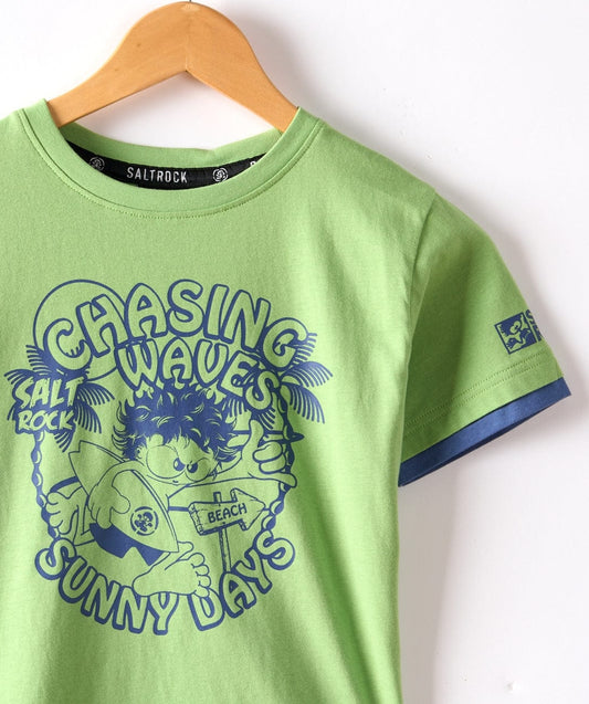 Saltrock Kids Chasing Waves Short Sleeve T-Shirt - Green