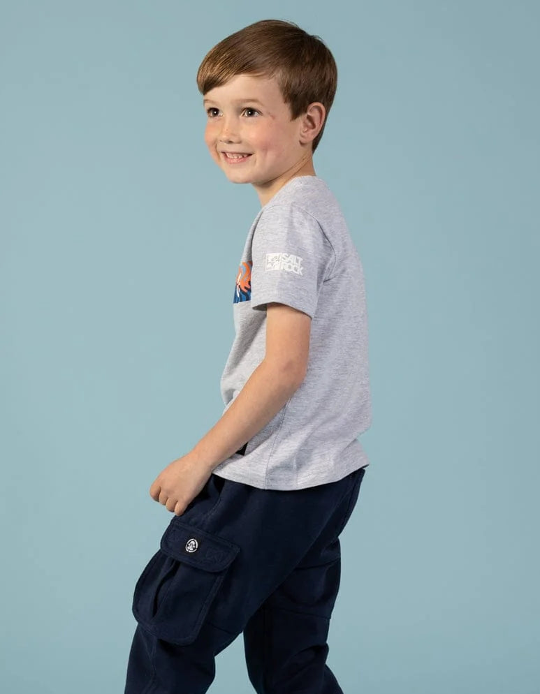Saltrock Kids Wave Stripe Short Sleeve Tee - Grey