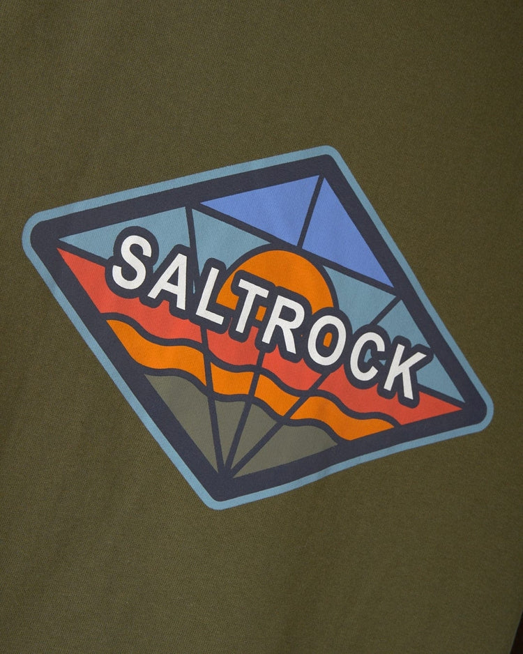 Saltrock Kids Dimensions Colour Sherpa Lined Hoodie - Dark Green