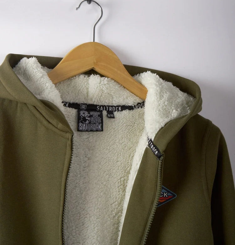 Saltrock Kids Dimensions Colour Sherpa Lined Hoodie - Dark Green